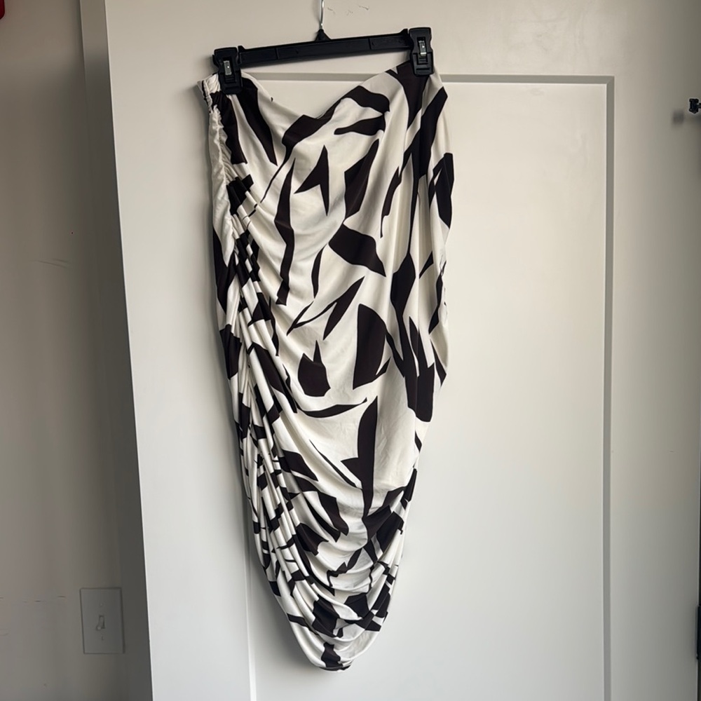 Express White and Brown Asymmetrical Pencil Skirt XL